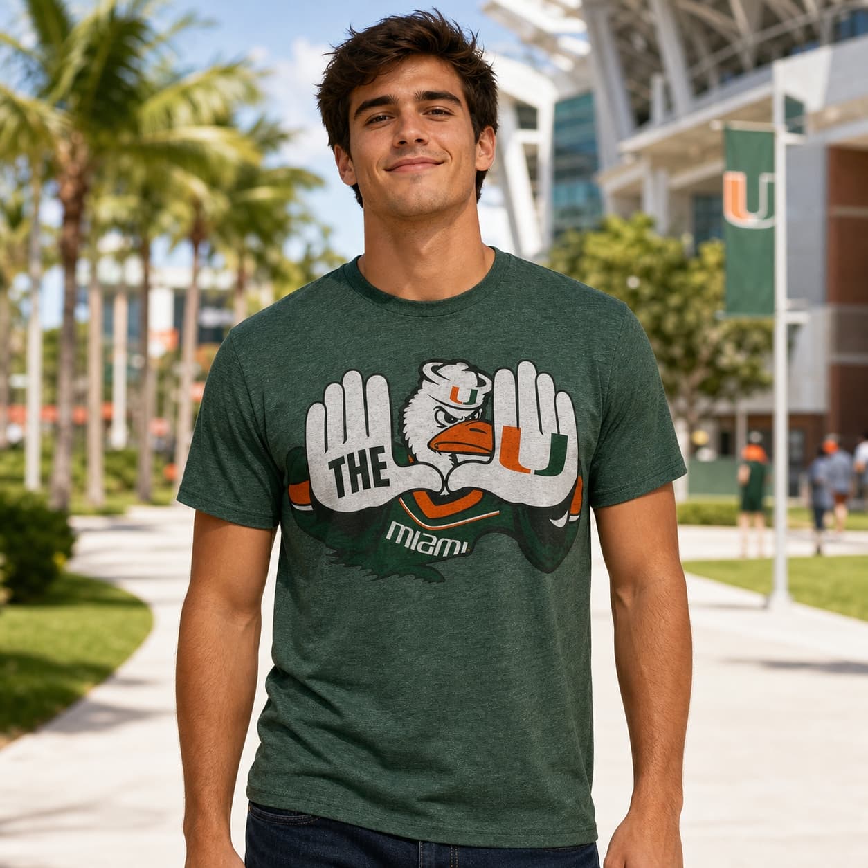 Miami Hurricanes The U Sebastian Mascot Retro Football Artwork Shirt