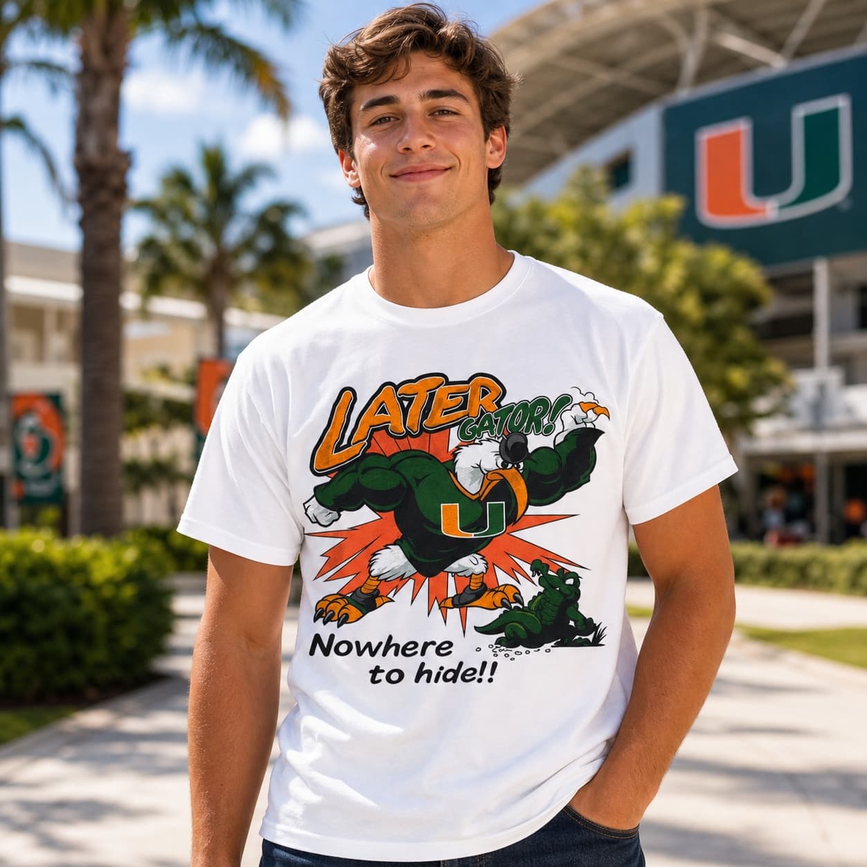 Miami Hurricanes vs. Florida Gators Later Gator Retro Rivals Football 1990 Artwork Shirt