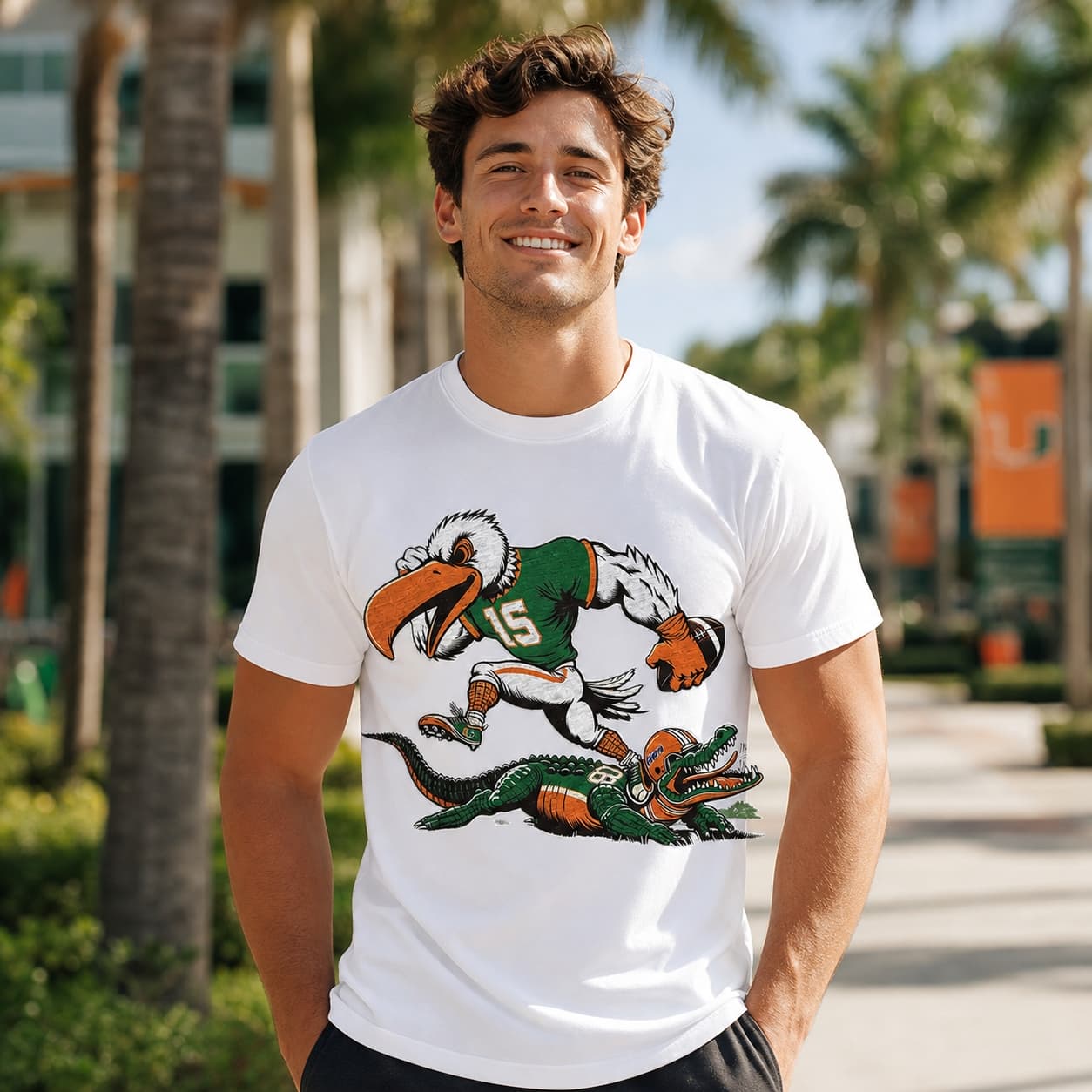 Miami Hurricanes vs. Florida Gators Retro Rivalry Football Mascot 1987 Artwork Shirt