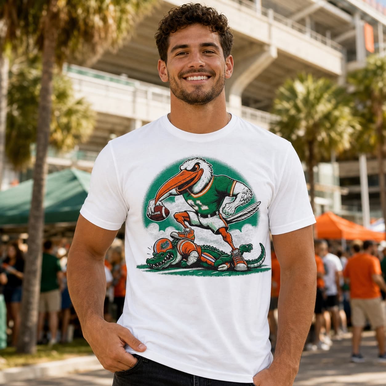 Miami Hurricanes vs. Florida Gators Retro Rivalry Football Mascot 1989 Artwork Shirt