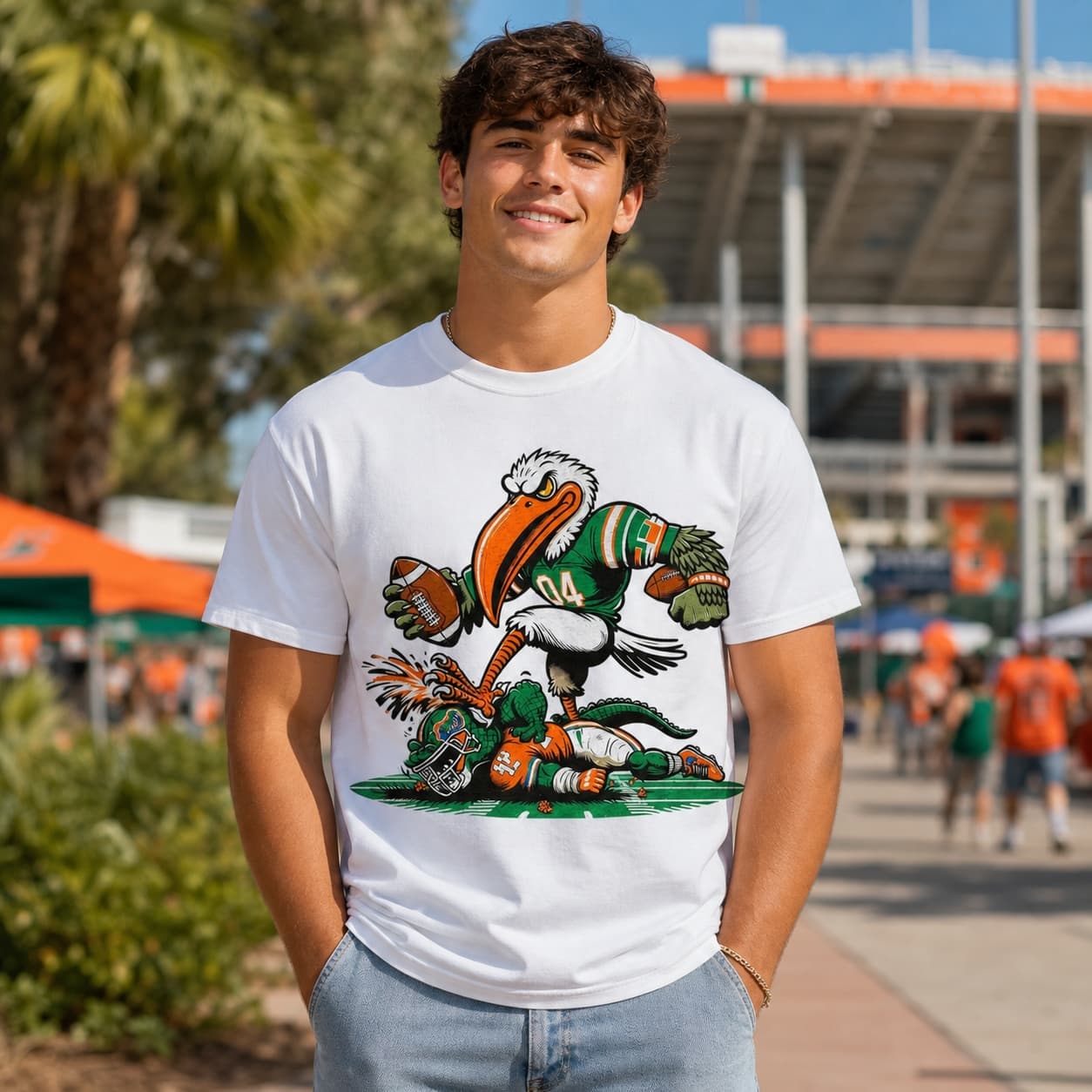 Miami Hurricanes vs. Florida Gators Retro Rivalry Football Mascot 1991 Artwork Shirt