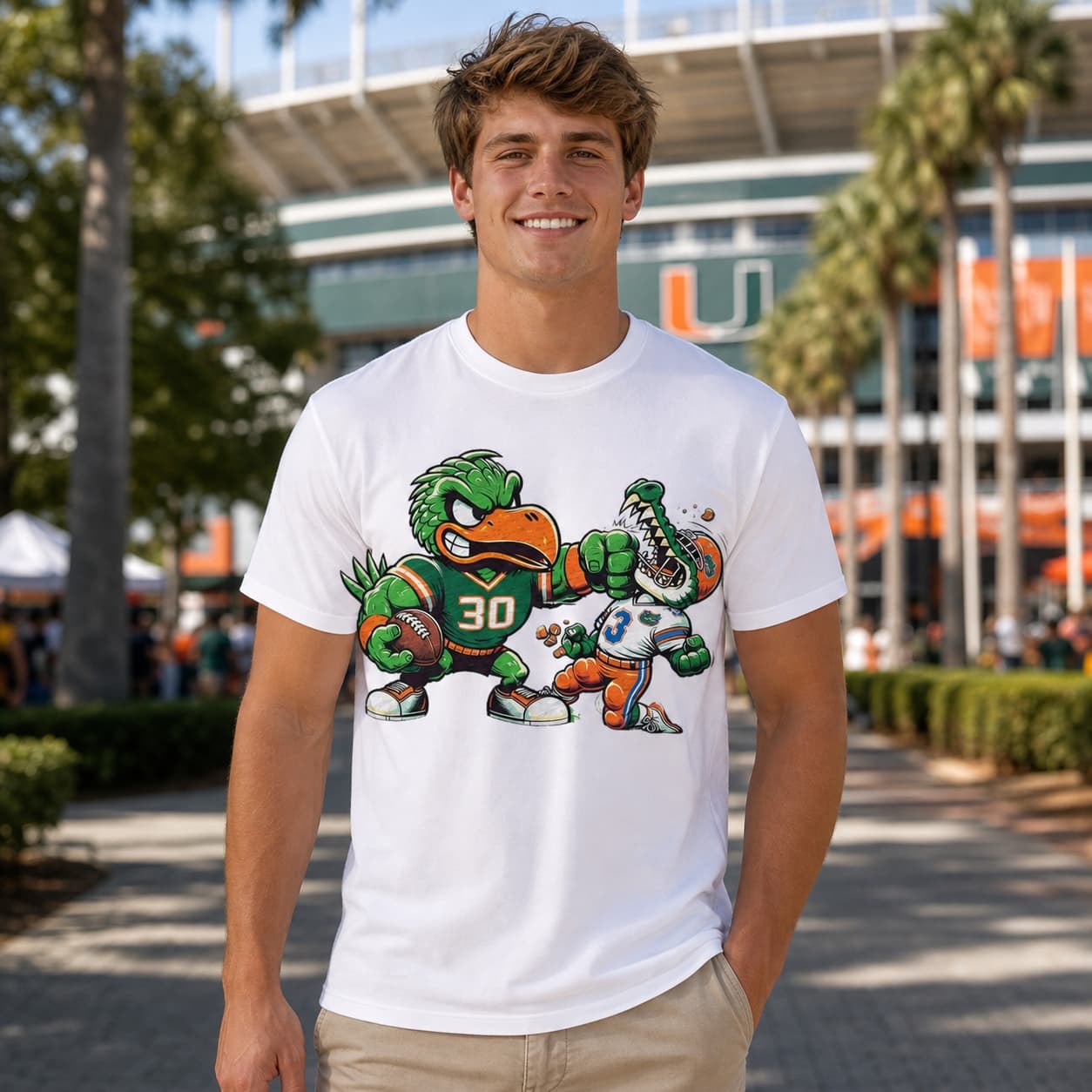 Miami Hurricanes vs. Florida Gators Retro Rivalry Football Mascot 1993 Artwork Shirt