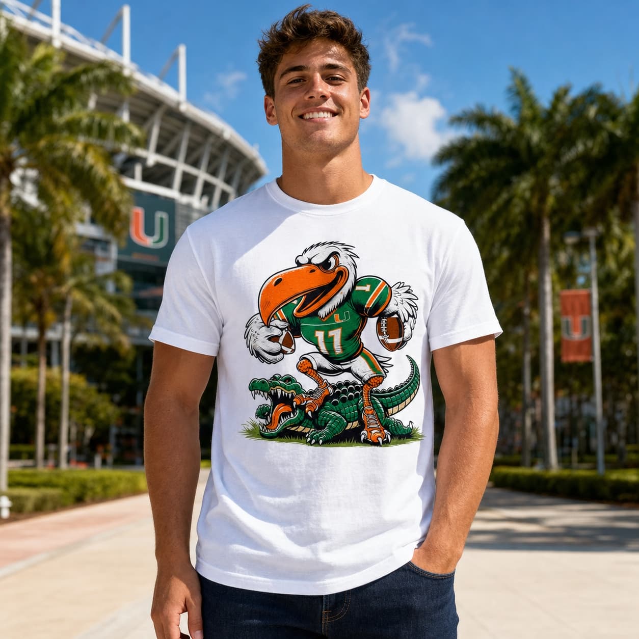 Miami Hurricanes vs. Florida Gators Retro Rivalry Football Mascot 1995 Artwork Shirt
