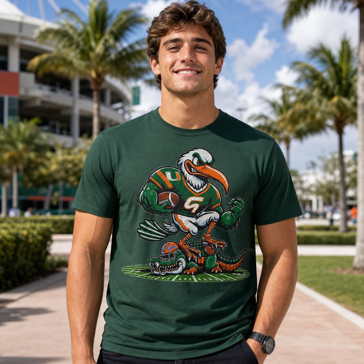 Miami Hurricanes vs. Florida Gators Retro Rivalry Football Mascot 1997 Artwork Shirt