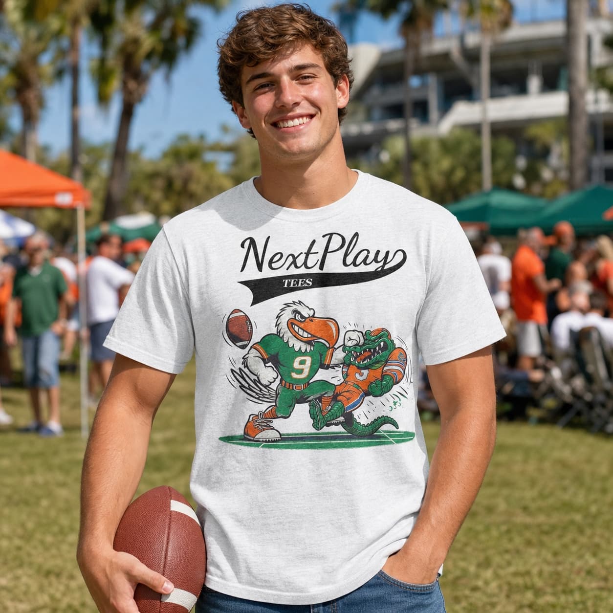 Miami Hurricanes vs. Florida Gators Retro Rivalry Football Mascot 1999 Artwork Shirt