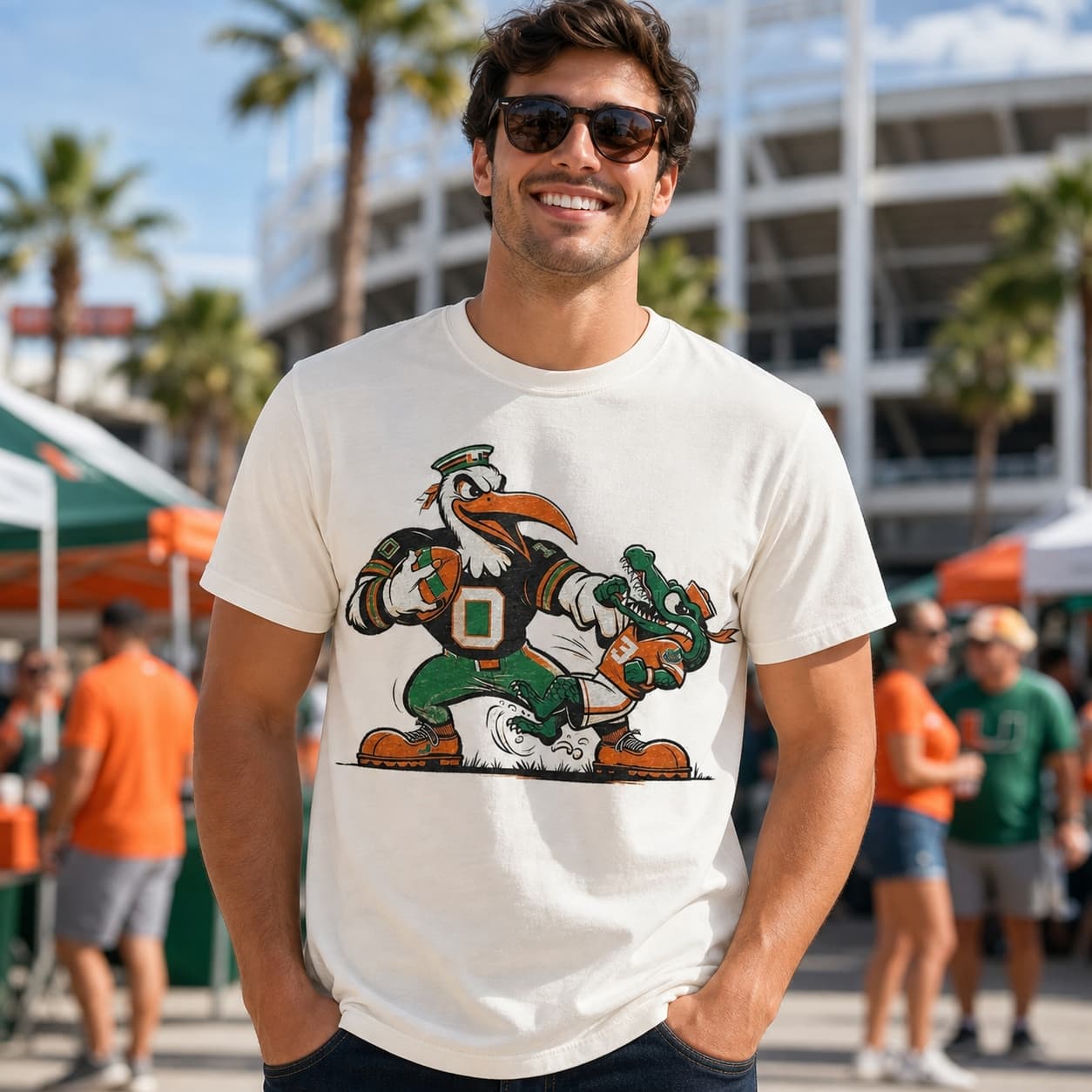 Miami Hurricanes vs. Florida Gators Retro Rivalry Football Mascot 2007 Artwork Shirt