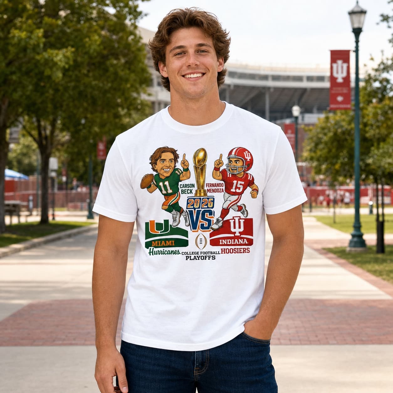 Miami Hurricanes vs Indiana Hoosiers National Championship College Playoff Game Rivals Football T-Shirt