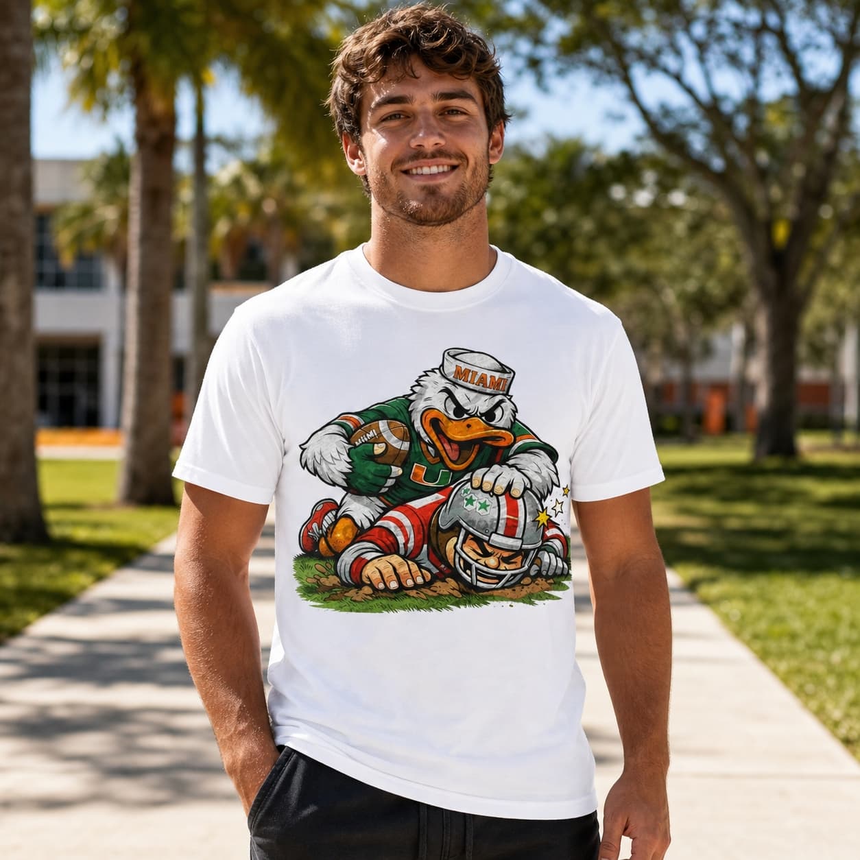 Miami Hurricanes vs. Ohio State Buckeyes Playoffs Retro Rivalries Football Artwork Shirt