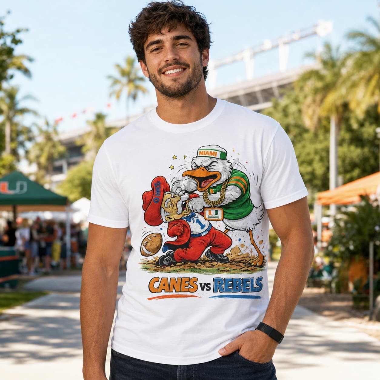 Miami Hurricanes vs. Ole Miss Rebels Playoff Rivals Football Sublimated T-Shirt