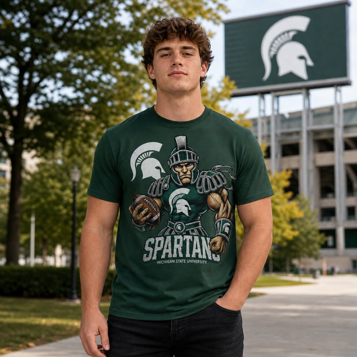 Michigan State Spartans Exclusive Retro Football Artwork Shirt