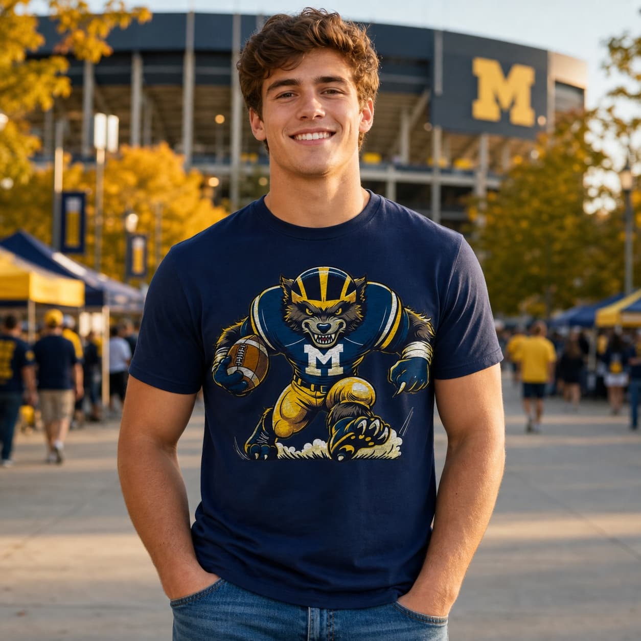 Michigan Wolverines Exclusive Retro Football Artwork Shirt