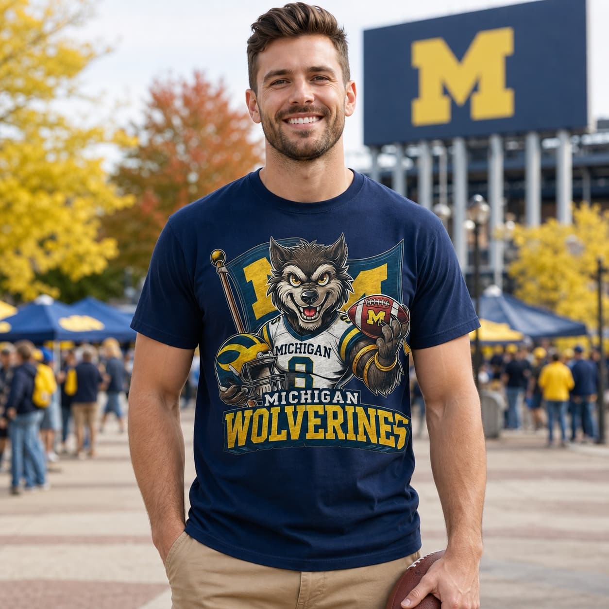 Michigan Wolverines Exclusive Retro UofM Football Flag Artwork Shirt