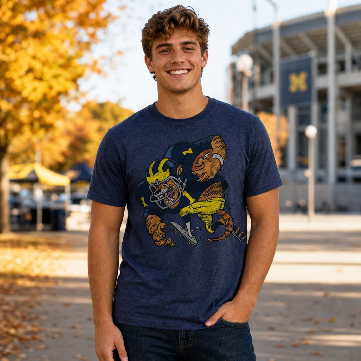 Michigan Wolverines Mascot Retro Football 1993 Artwork Shirt