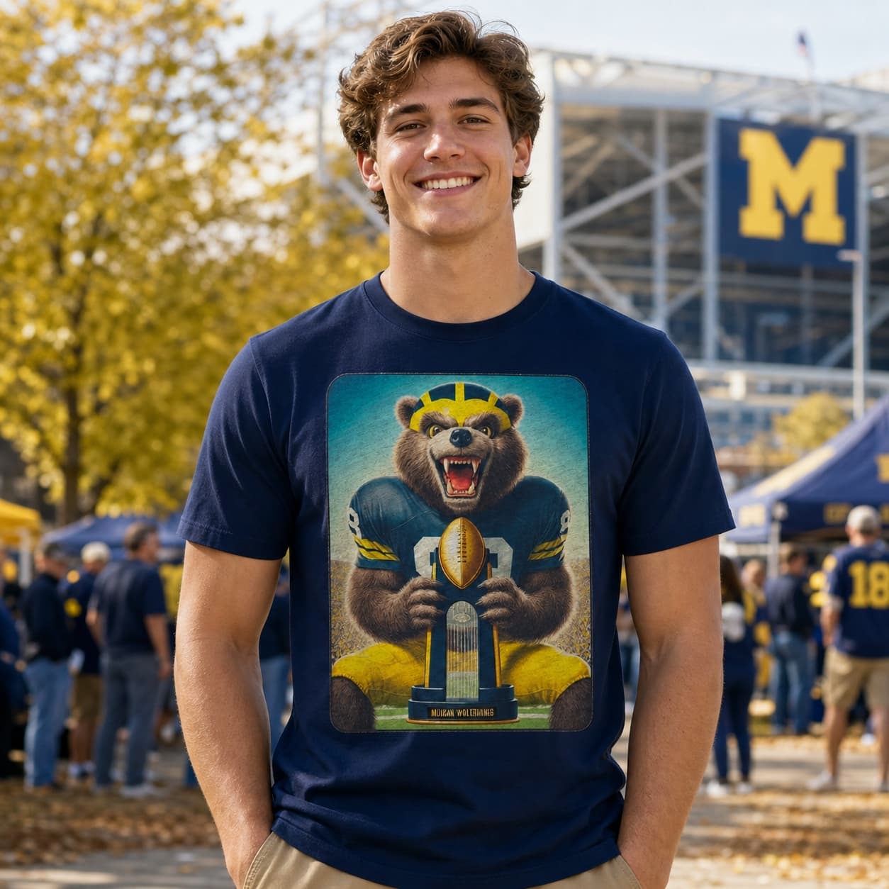Michigan Wolverines Retro Football Mascot National Championship Artwork Shirt
