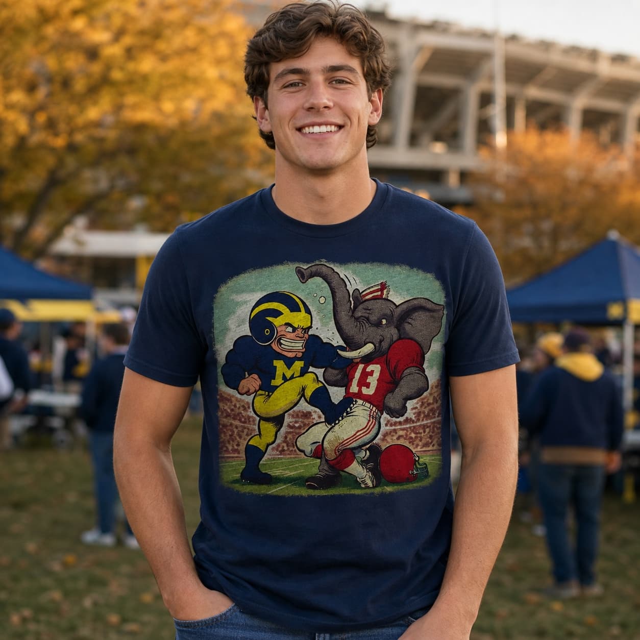 Michigan Wolverines vs. Alabama Crimson Tide Retro Rivalry Football Mascot 1954 Artwork Shirt
