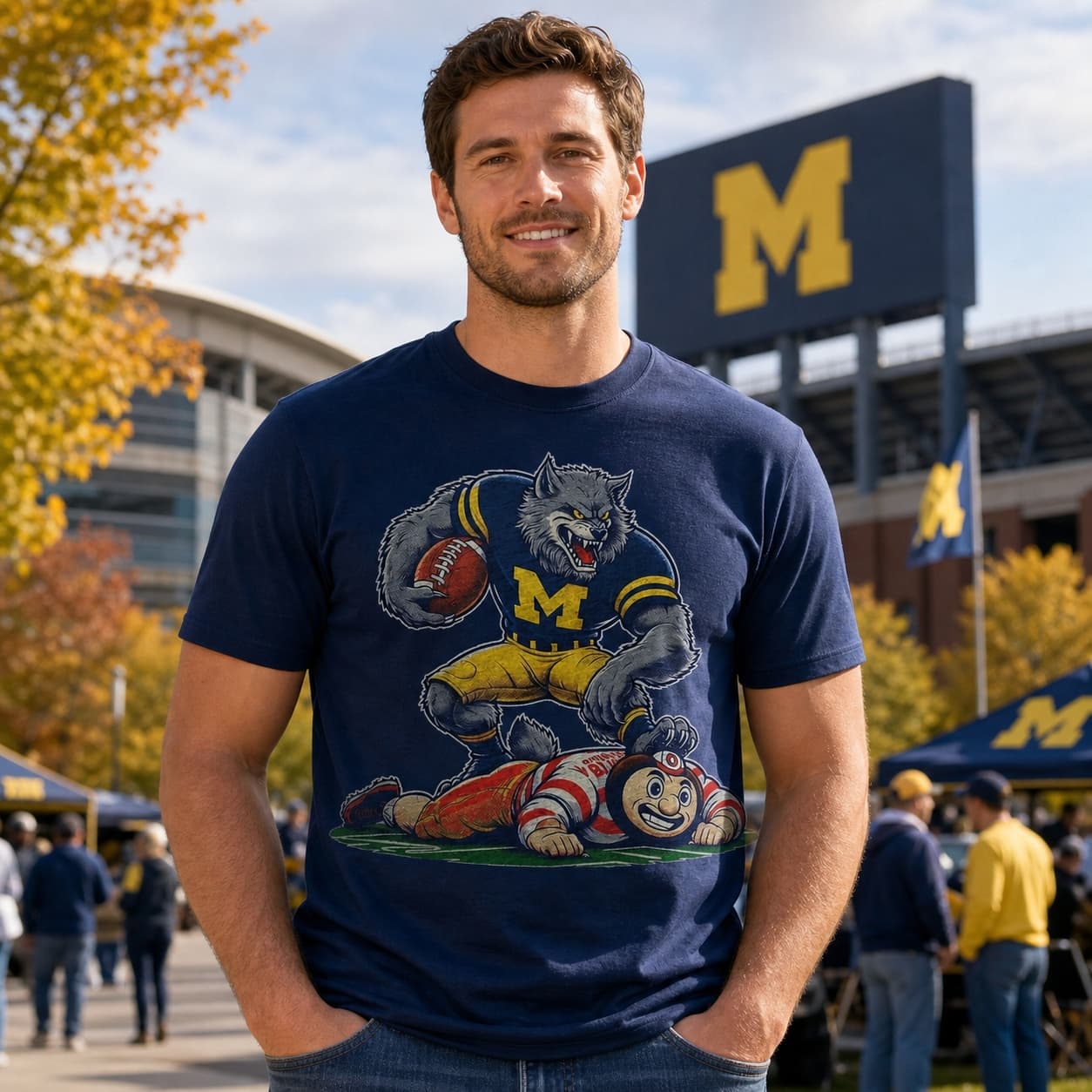 Michigan Wolverines vs. Ohio State Buckeyes Exclusive Retro Rivalries Football 1988 Artwork Shirt