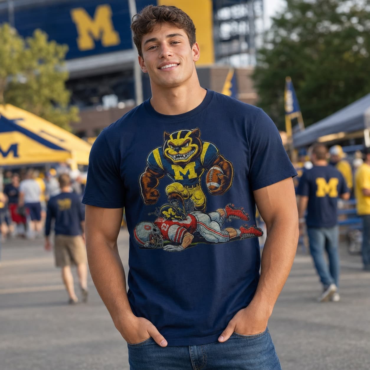 Michigan Wolverines vs. Ohio State Buckeyes Exclusive Retro Rivalries Football 1991 Artwork Shirt
