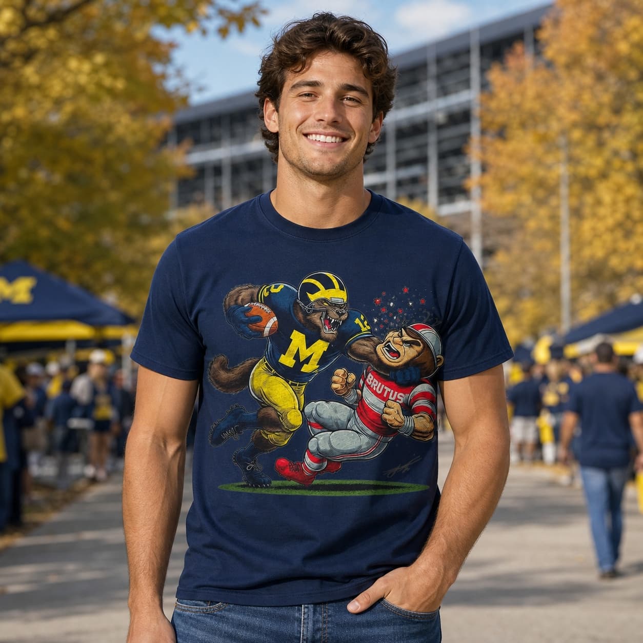 Michigan Wolverines vs. Ohio State Buckeyes Exclusive Retro Rivalries Football 1993 Artwork Shirt