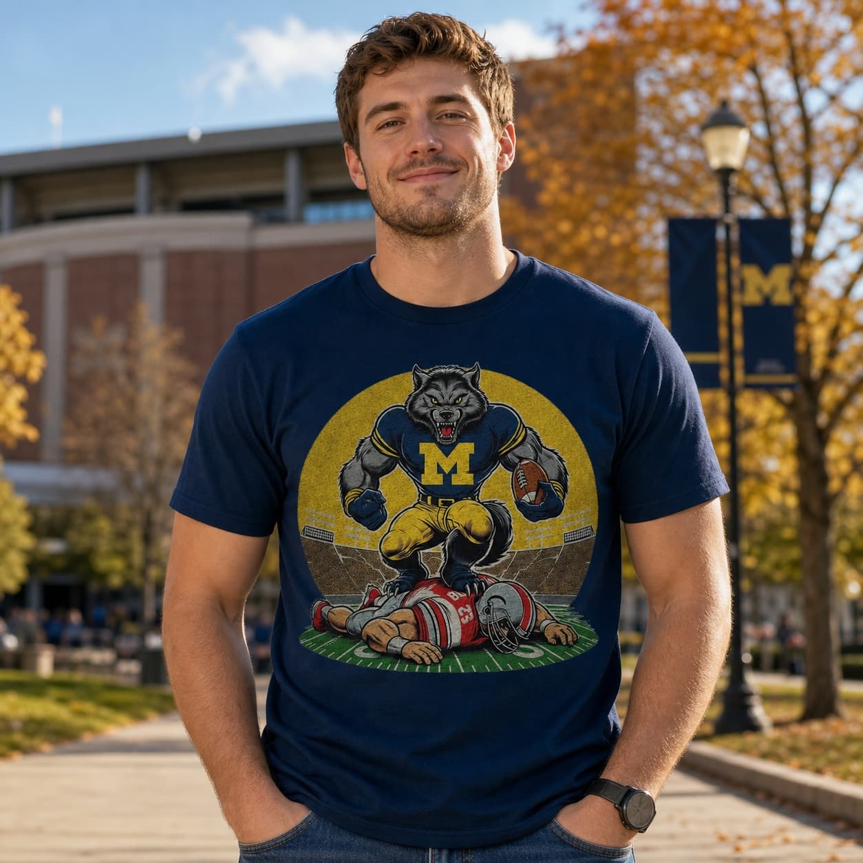 Michigan Wolverines vs. Ohio State Buckeyes Exclusive Retro Rivalries Football 1996 Artwork Shirt