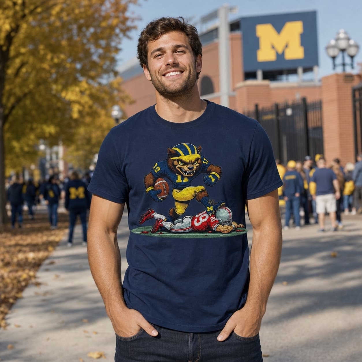 Michigan Wolverines vs. Ohio State Buckeyes Exclusive Retro Rivalries Football 1997 Artwork Shirt