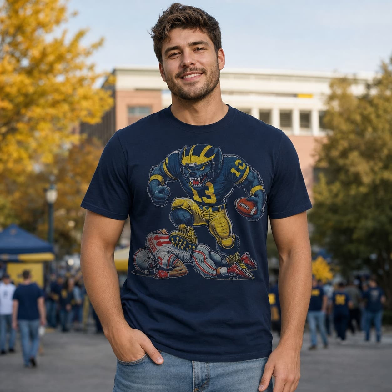 Michigan Wolverines vs. Ohio State Buckeyes Exclusive Retro Rivalries Football 2001 Artwork Shirt