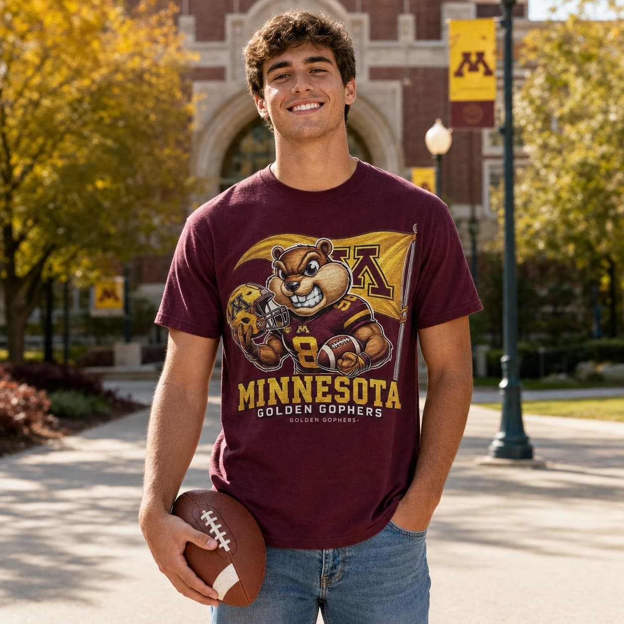Minnesota Golden Gophers Exclusive Retro Football Flag Artwork Shirt