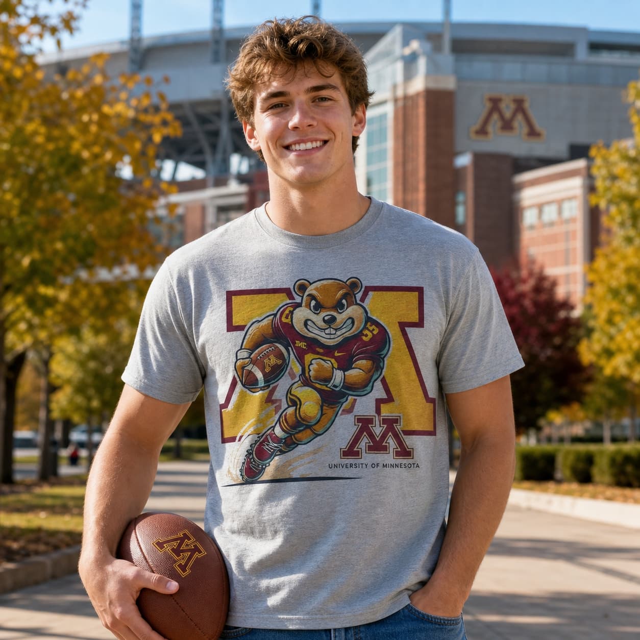 Minnesota Golden Gophers Exclusive Retro Football Mascot Artwork Shirt