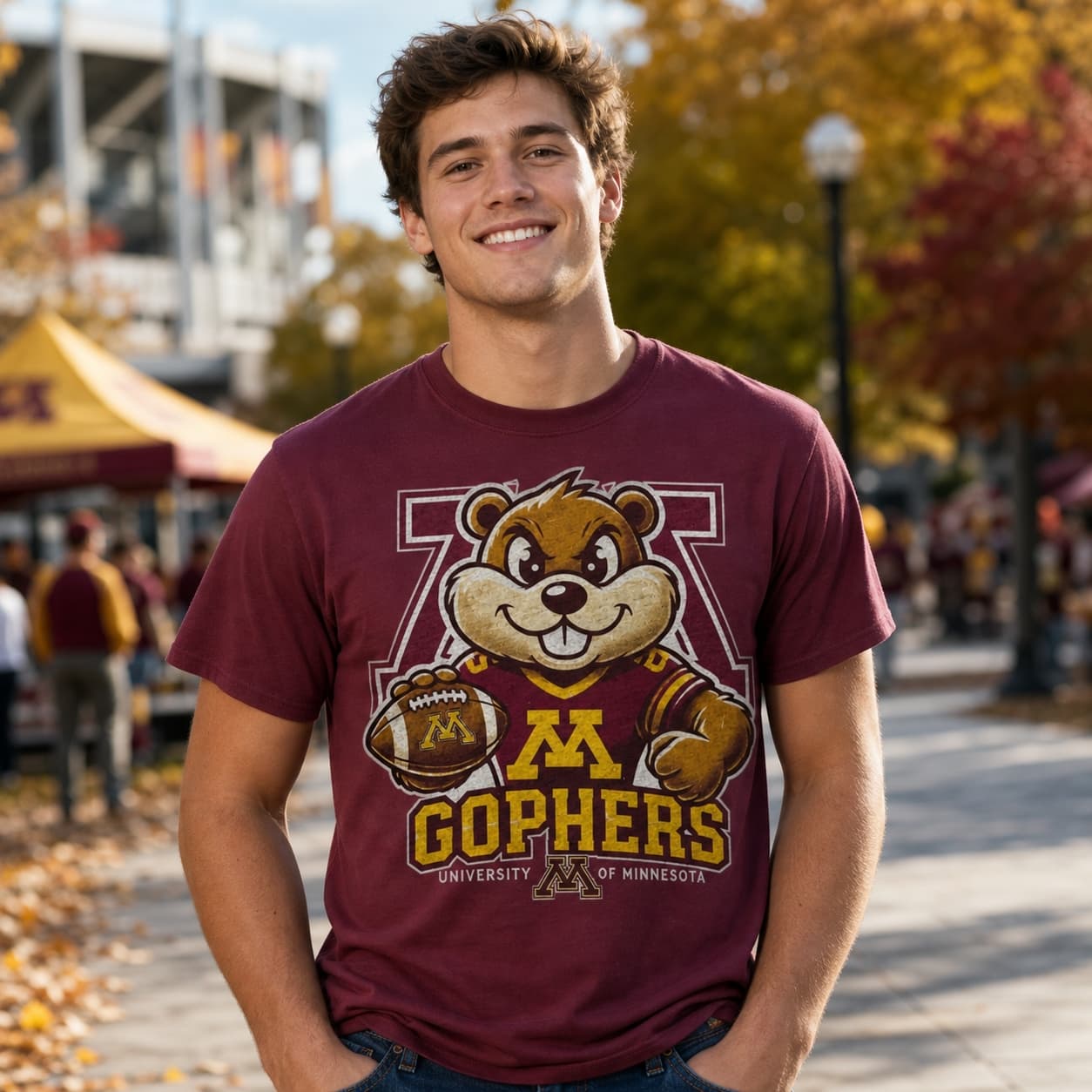 Minnesota Golden Gophers Exclusive Retro Football Mascot TD Artwork Shirt