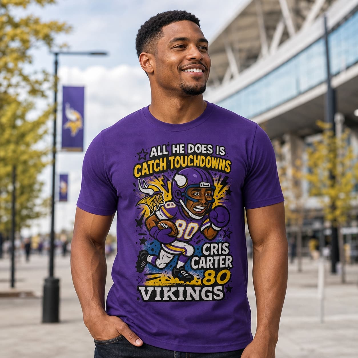 Minnesota Vikings Cris Carter Retro Football Graffiti Artwork Shirt