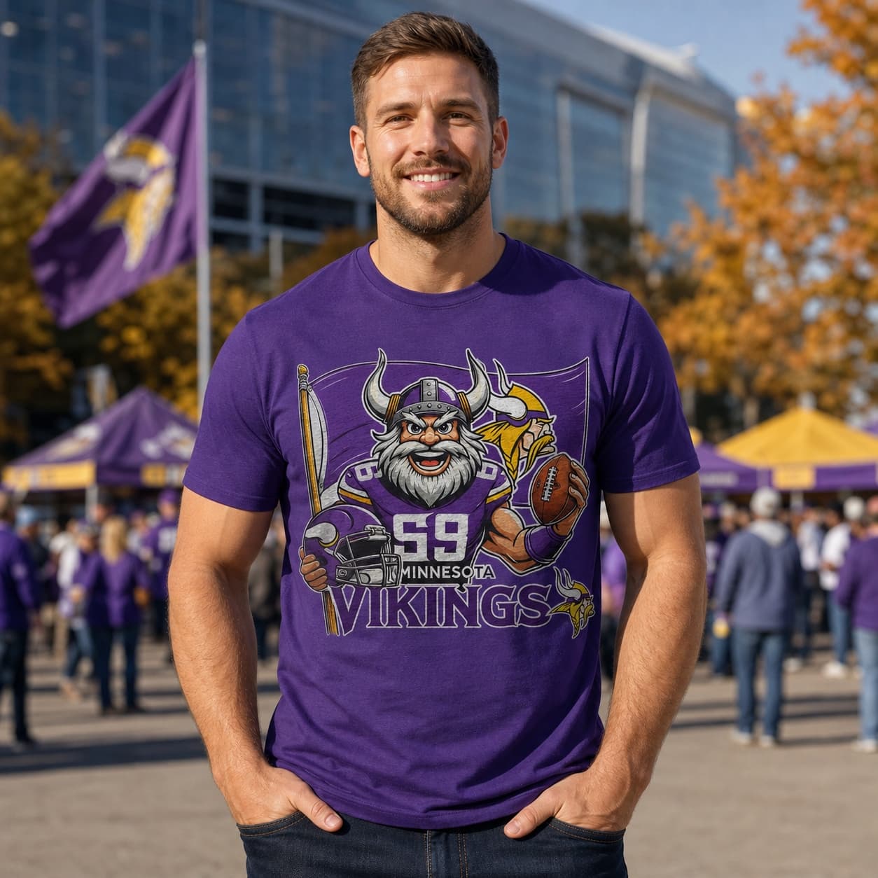 Minnesota Vikings Exclusive Retro Football Flag Artwork Shirt