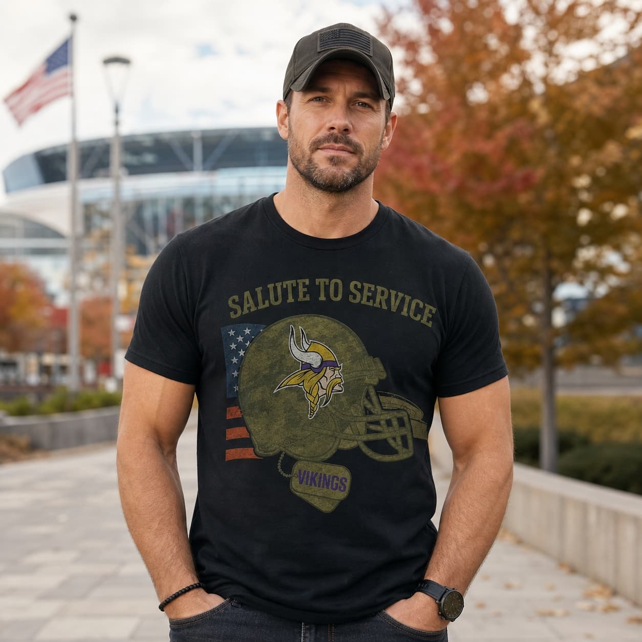 Minnesota Vikings Exclusive Retro Football Service Salute Artwork Shirt
