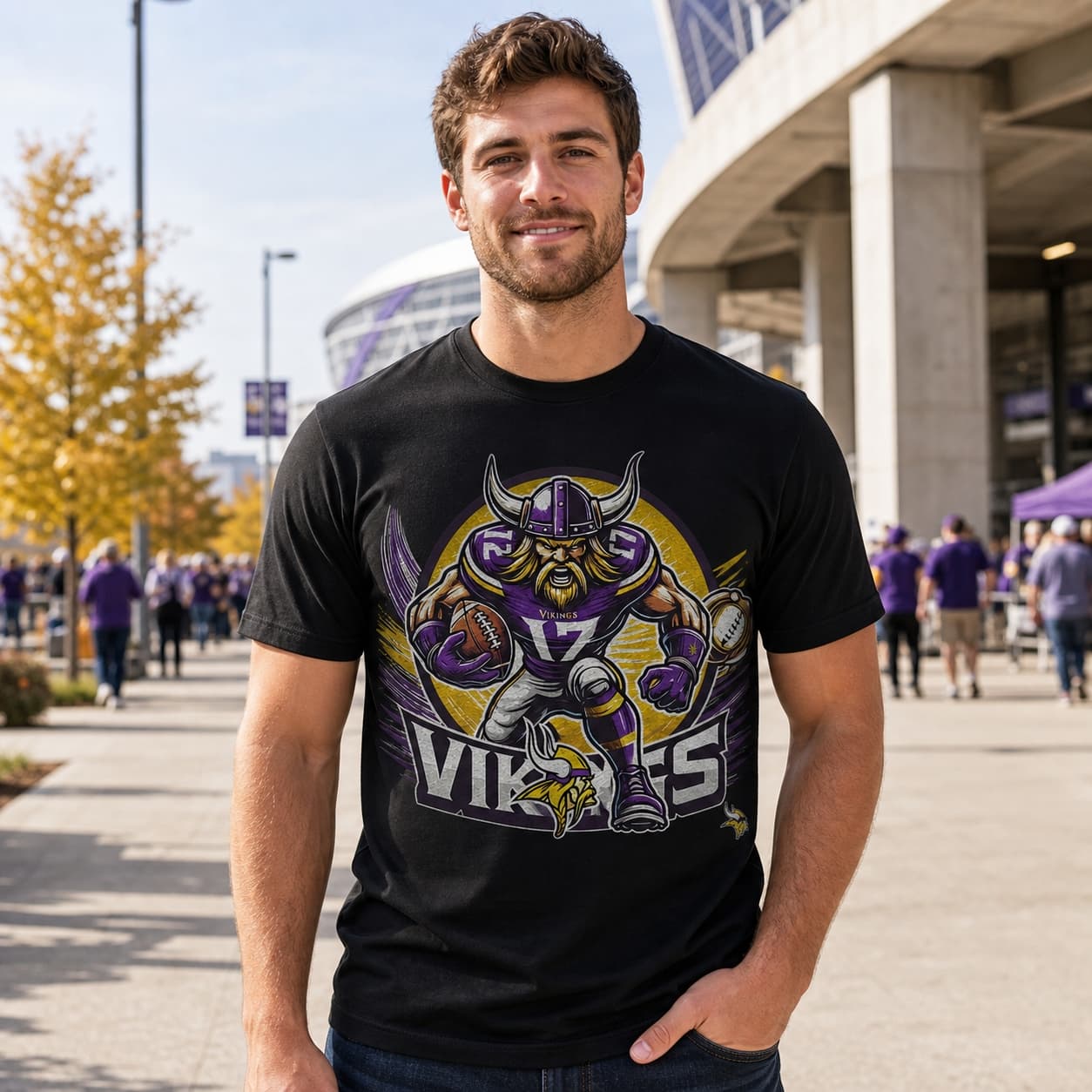 Minnesota Vikings Exclusive Retro Mascot Football Circle Artwork Shirt
