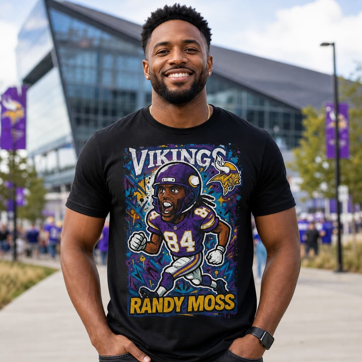 Minnesota Vikings Randy Moss Exclusive Caricature Football Artwork Shirt