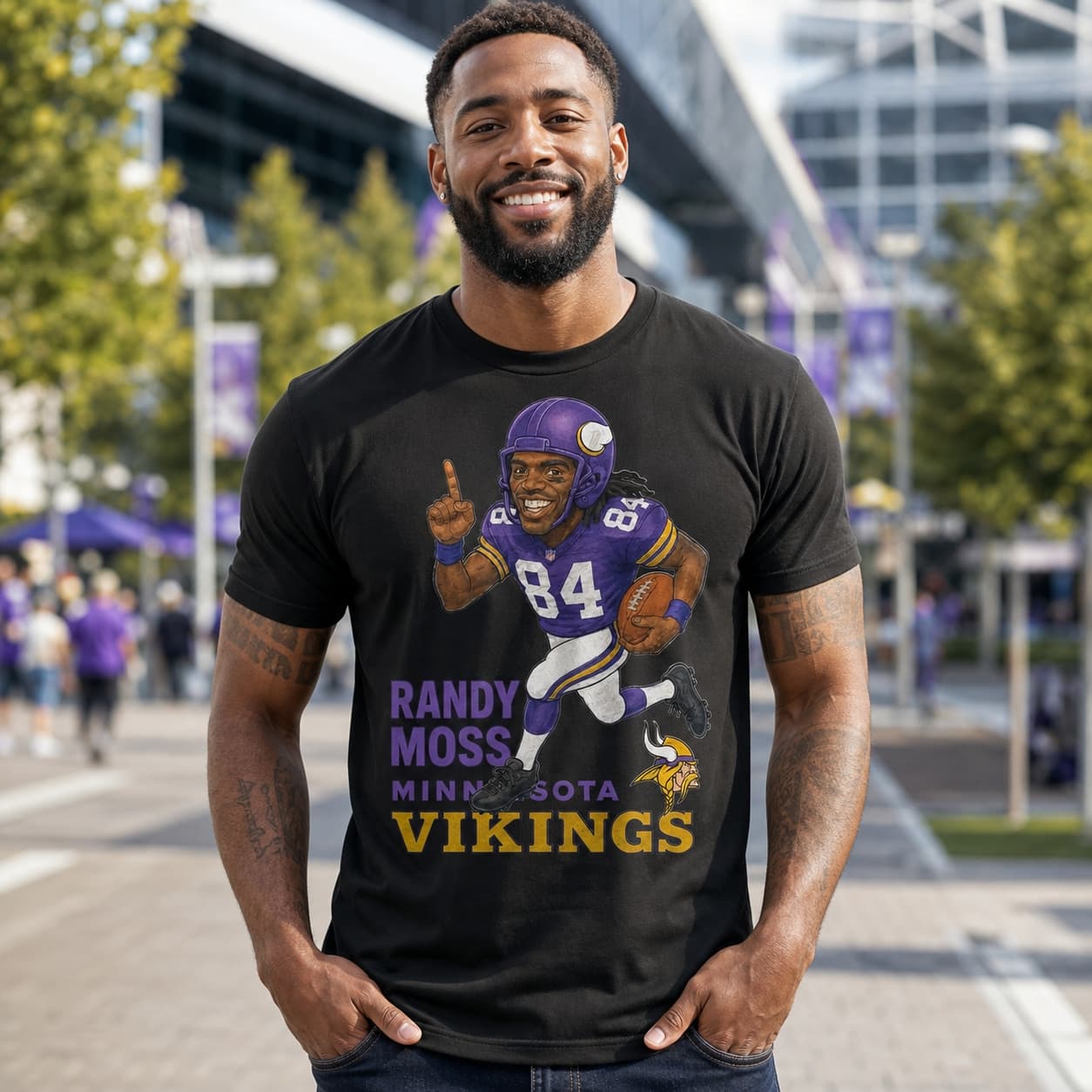 Minnesota Vikings Randy Moss Retro Caricature Football 1998 Artwork Shirt