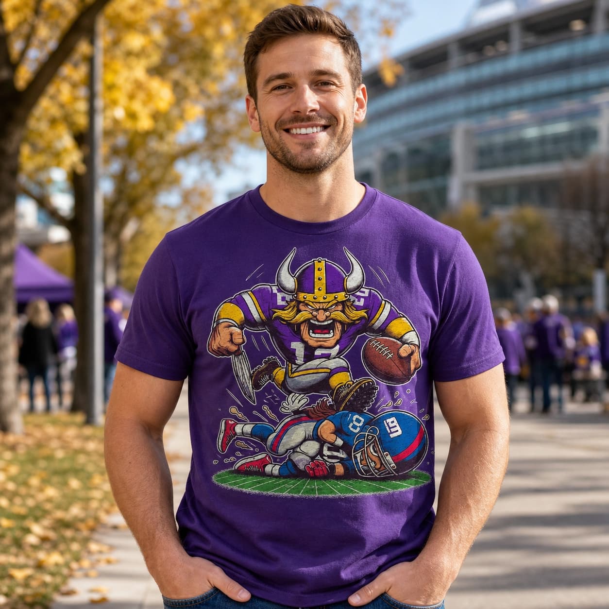 Minnesota Vikings vs. New York Giants Retro Rivalry Football Viktor Mascot Artwork Shirt