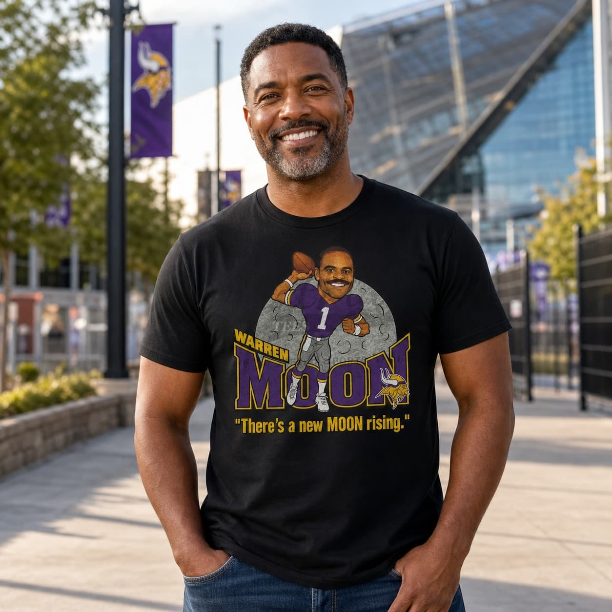 Minnesota Vikings Warren Moon Exclusive Retro Football 1994 Artwork Shirt