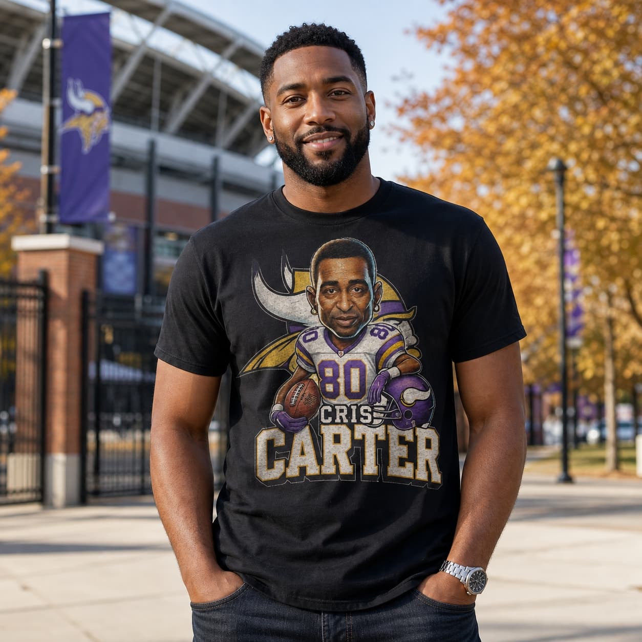 Minnesota Vikings WR Cris Carter Exclusive Retro Football 1989 Artwork Shirt
