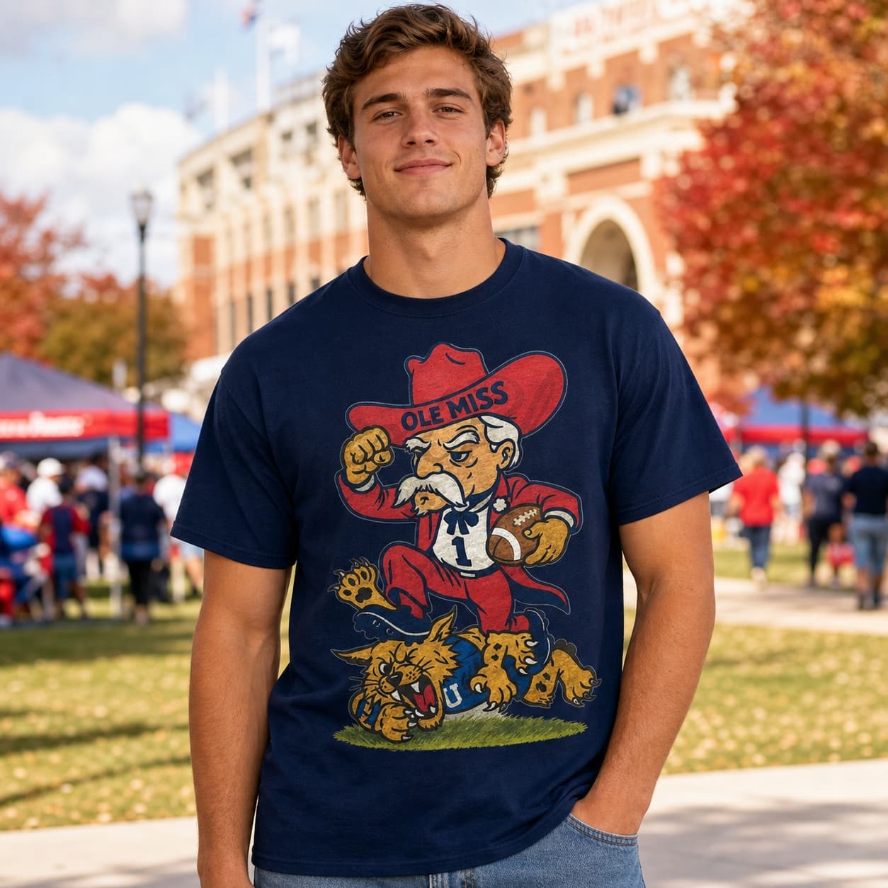 Mississippi Ole Miss Rebels vs. Kentucky Wildcats Exclusive Retro Rivals Football Artwork Shirt
