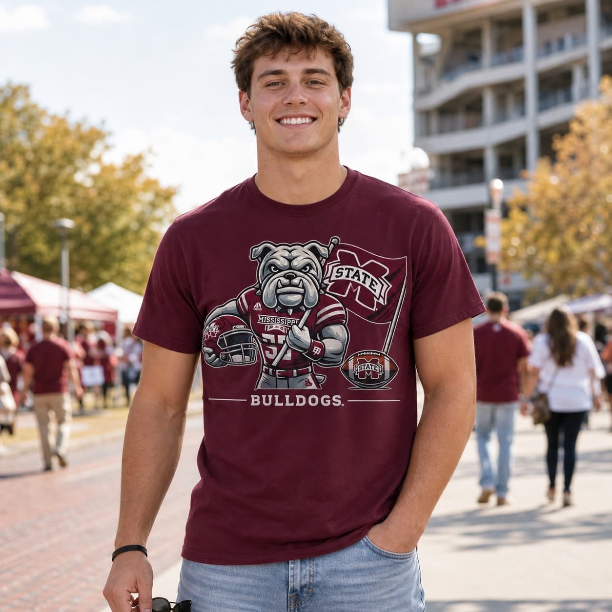 Mississippi State Bulldogs Exclusive Retro Football Flag Artwork Shirt