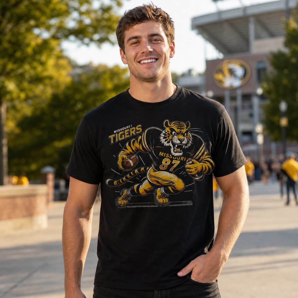 Missouri Tigers Exclusive Retro Football Mascot Mania Artwork Shirt