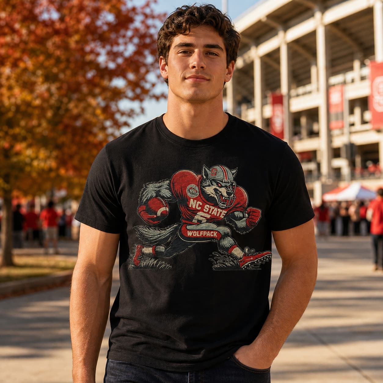 NC State Wolfpack Exclusive Retro Football Artwork Shirt