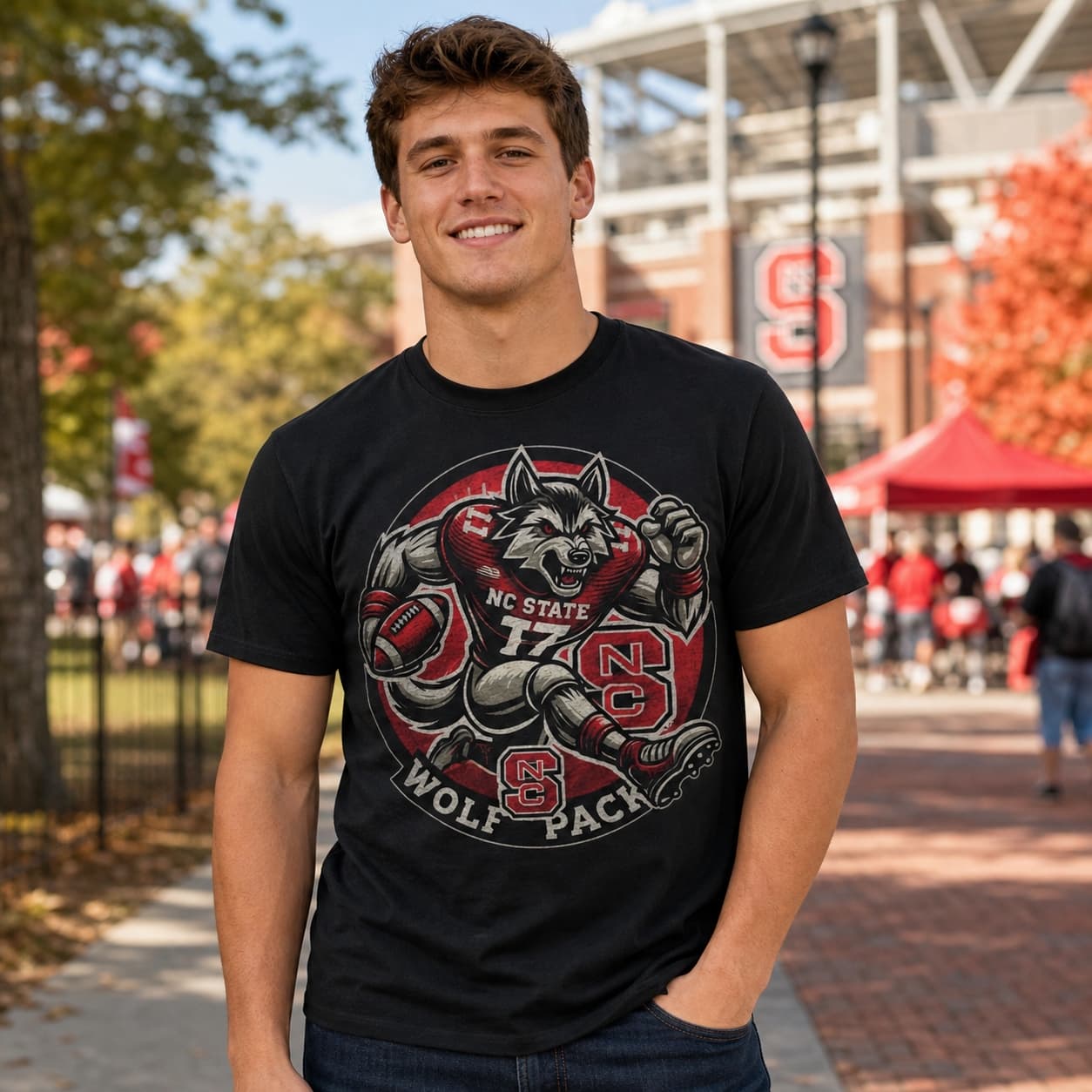 NC State Wolfpack Exclusive Retro Football Circle Artwork Shirt