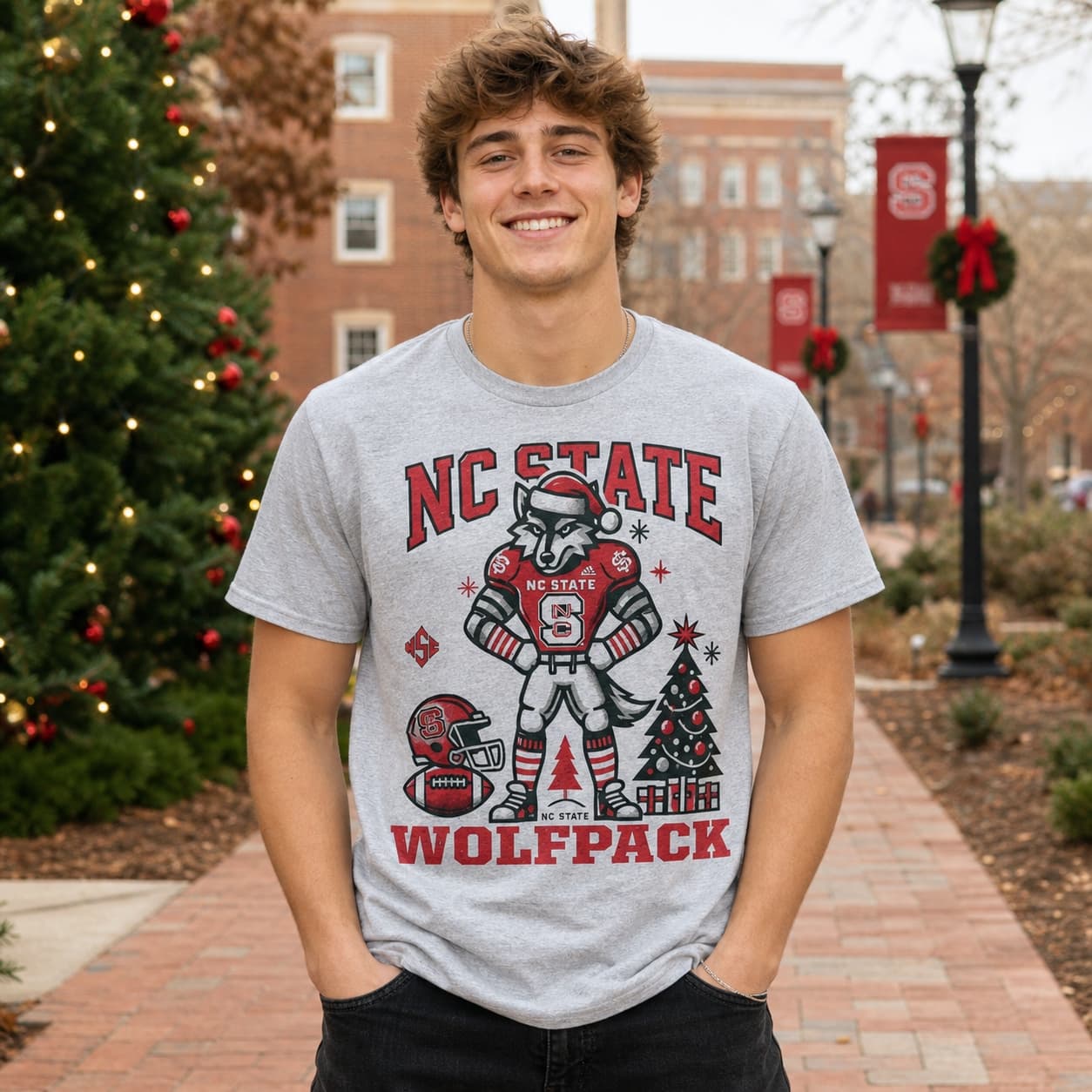 NC State Wolfpack Holiday Exclusive Retro Football Artwork Shirt