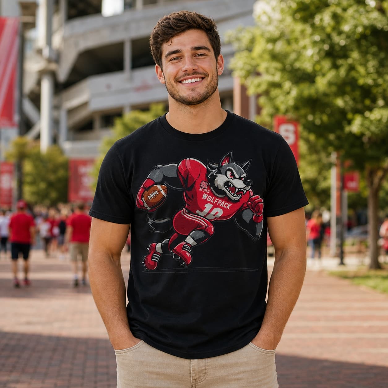 NC State Wolfpack Red Retro Football Mascot Artwork Shirt