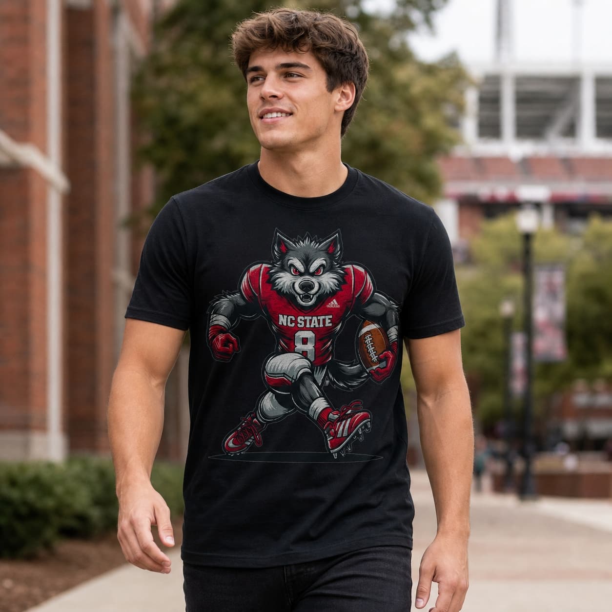 NC State Wolfpack Retro Football Mascot Artwork Shirt