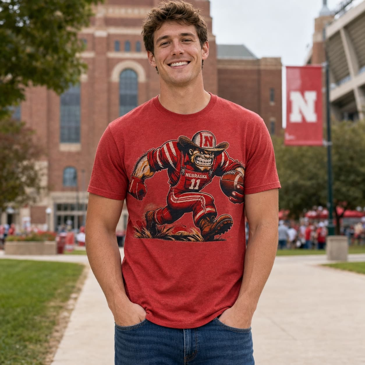Nebraska Cornhuskers Exclusive Retro Football Artwork Shirt