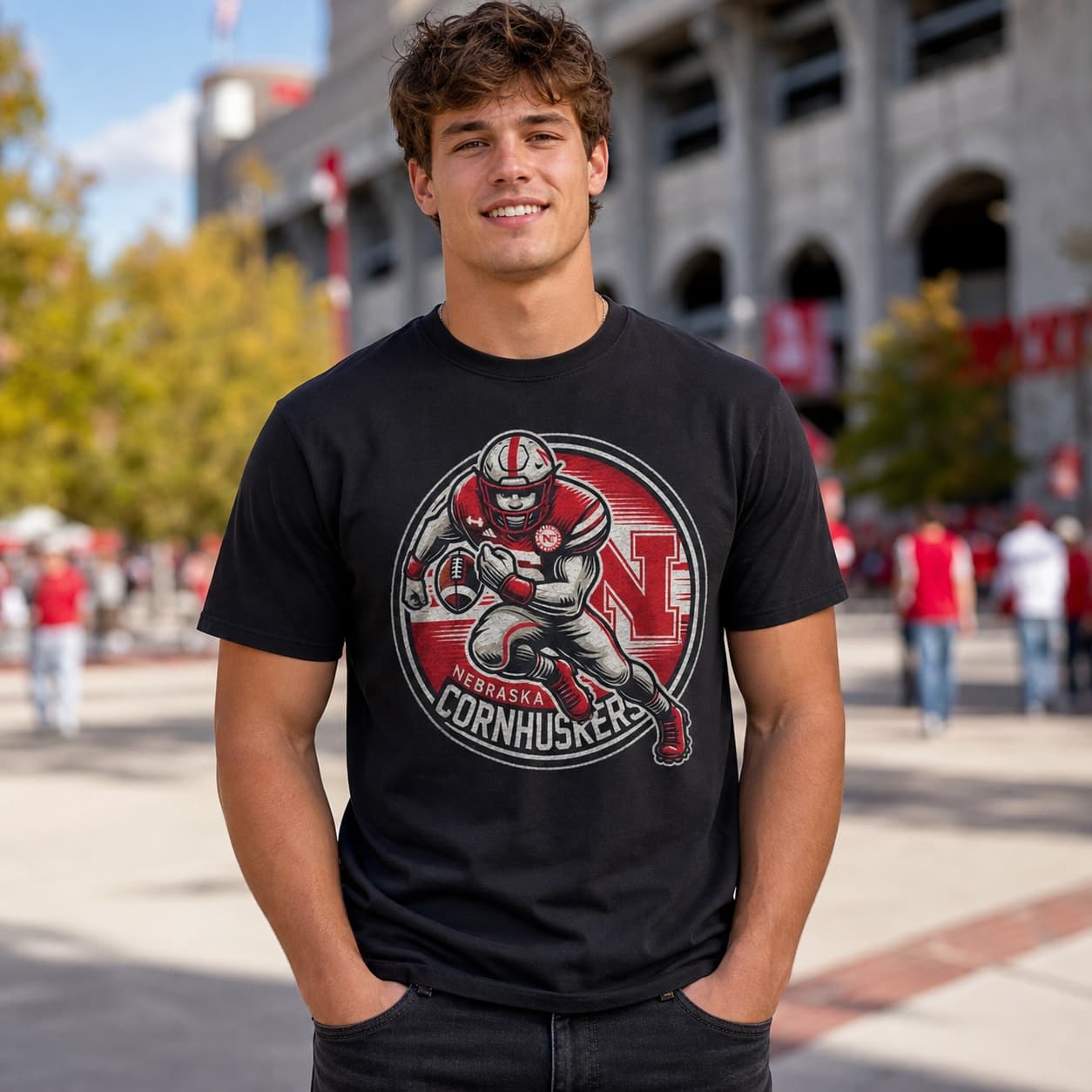 Nebraska Cornhuskers Exclusive Retro Football Circle Artwork Shirt