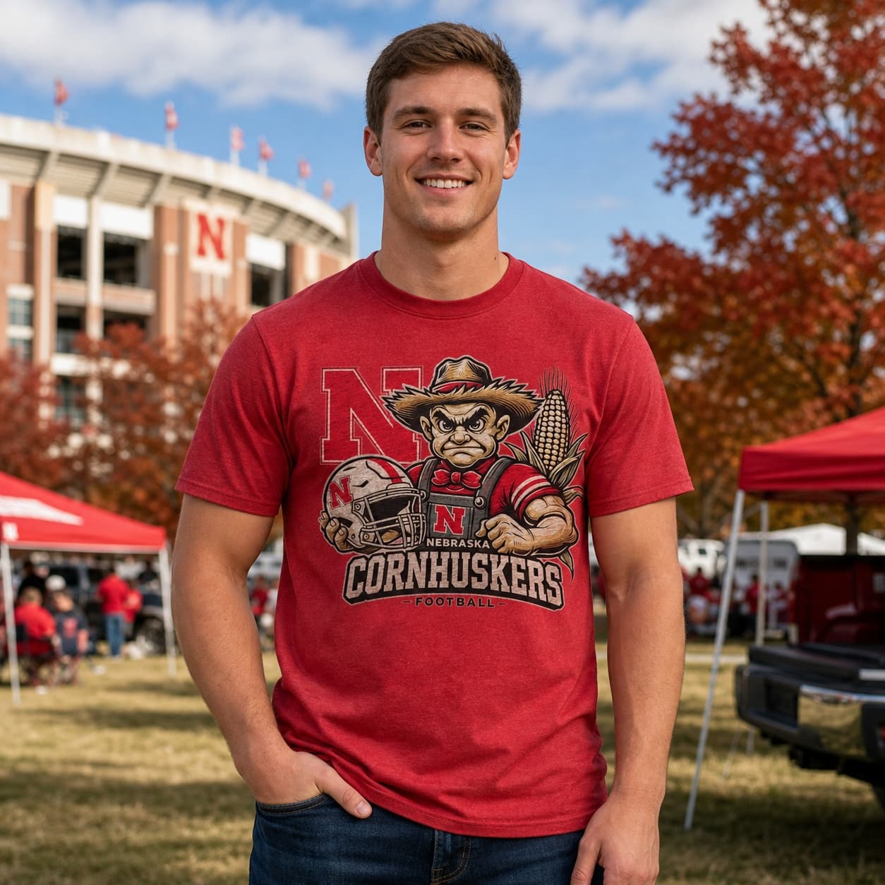 Nebraska Cornhuskers Exclusive Retro Football Helmet Artwork Shirt