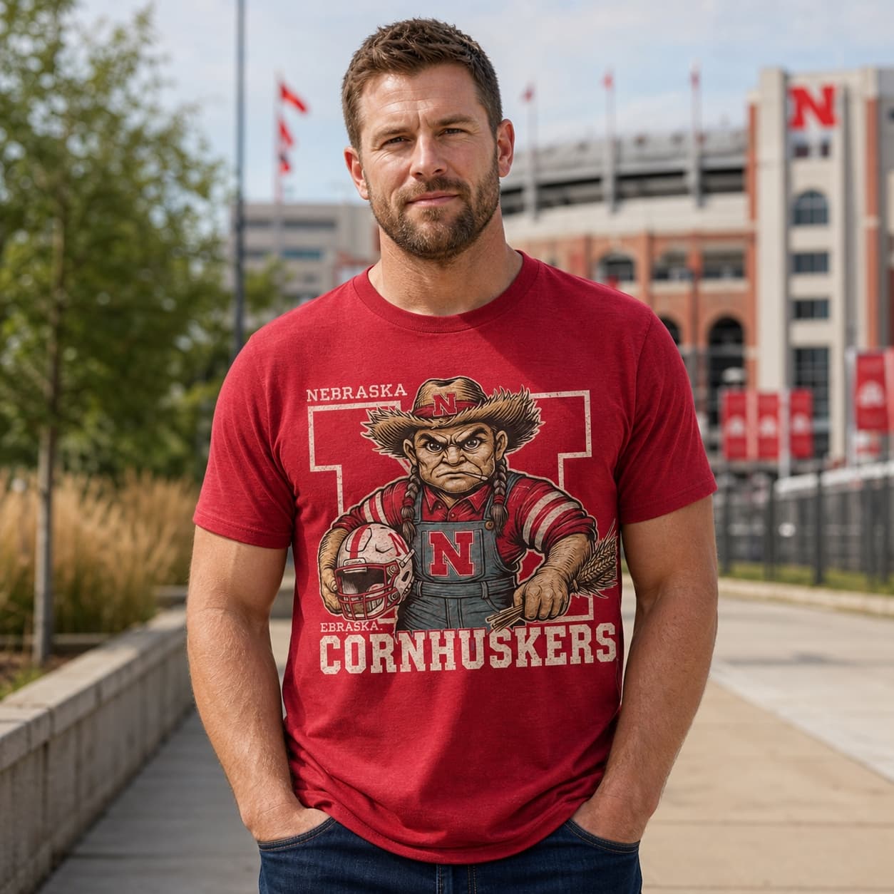 Nebraska Cornhuskers Exclusive Retro Football Helmet Mascot Artwork Shirt