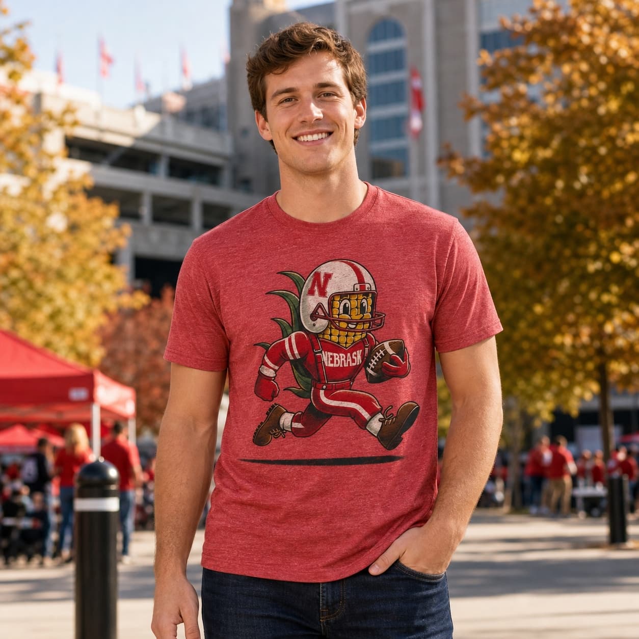 Nebraska Cornhuskers Exclusive Retro Football Mascot Artwork Shirt